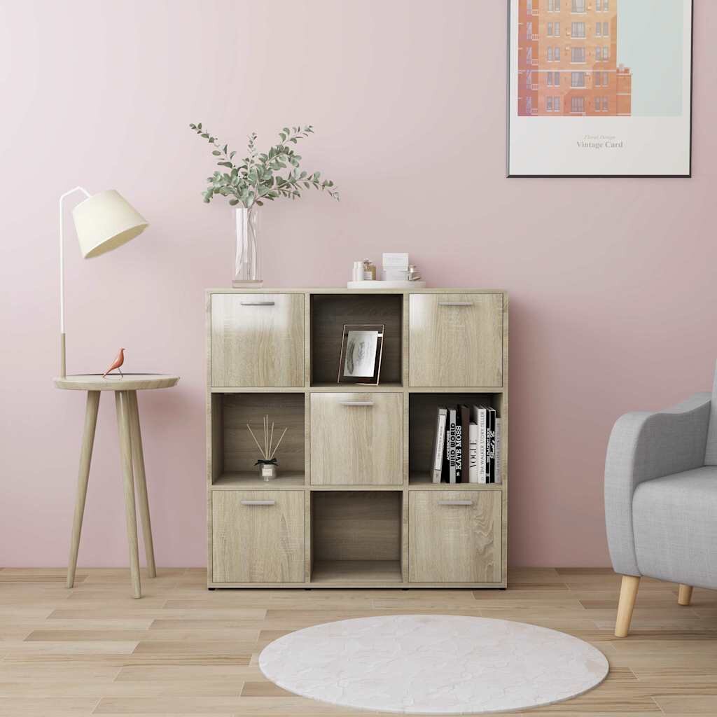 vidaXL Шкаф библиотека дъб сонома 90x30x90 см инженерно дърво