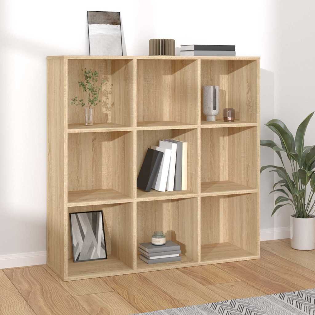 vidaXL Шкаф библиотека дъб сонома 98x30x98 см ПДЧ