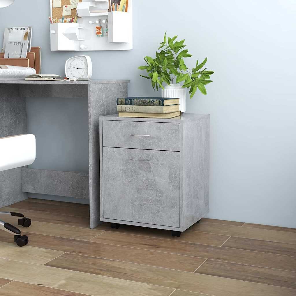 vidaXL Шкаф на колелца бетонно сиво 45x38x54 см инженерно дърво