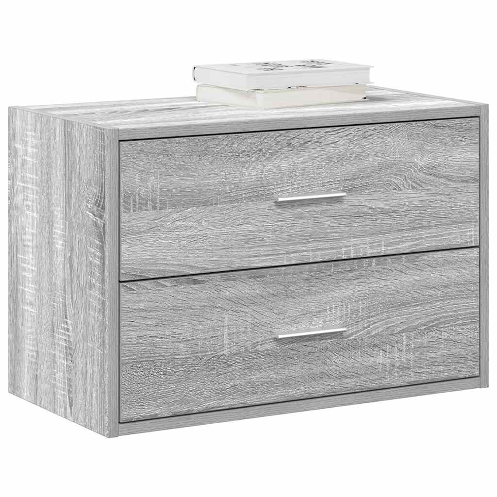 vidaXL Шкаф с 2 чекмеджета сив сонома 60x31x40 см инженерно дърво