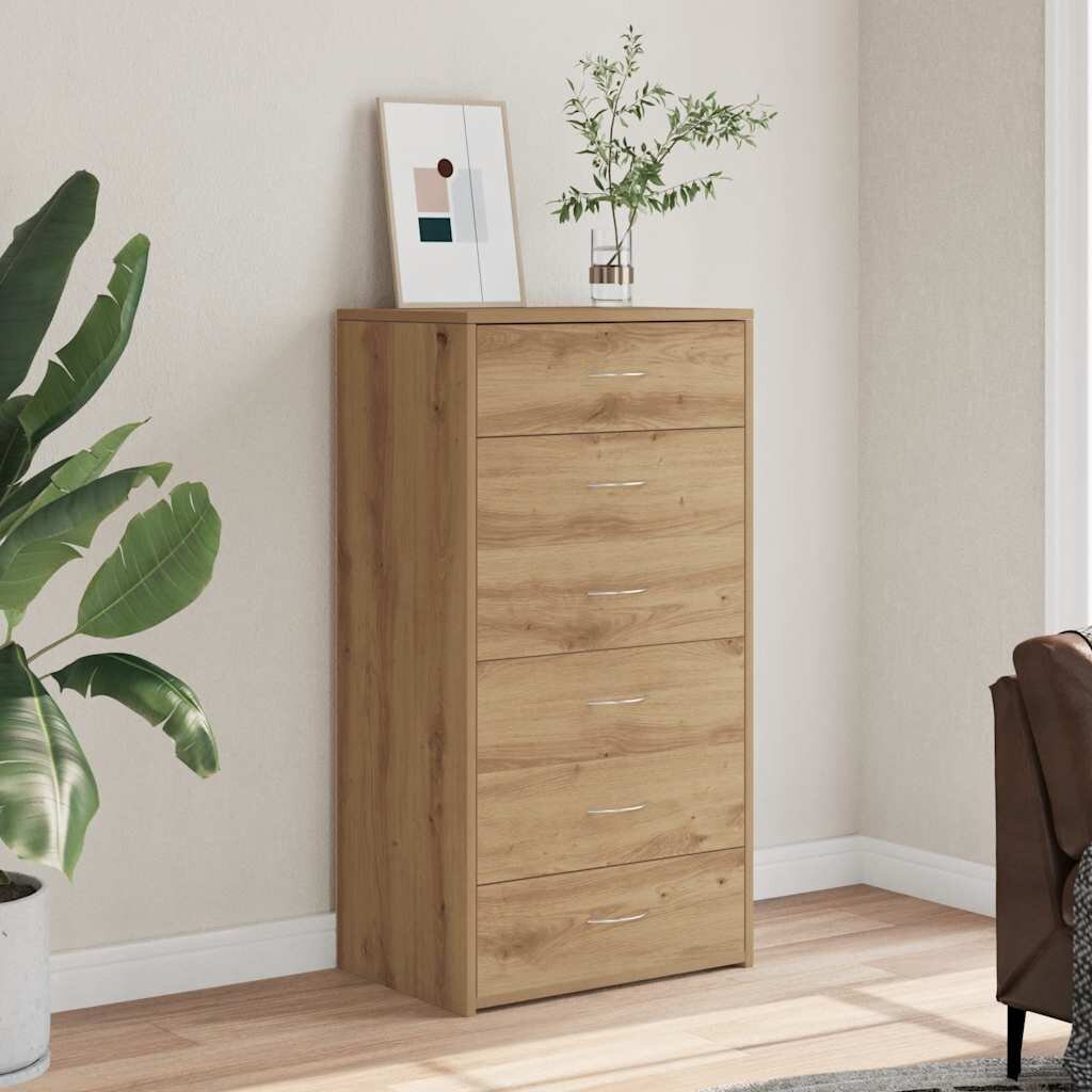 vidaXL Шкаф с 6 чекмеджета Artisan Oak 50x34x96 cm Инженерна дървесина