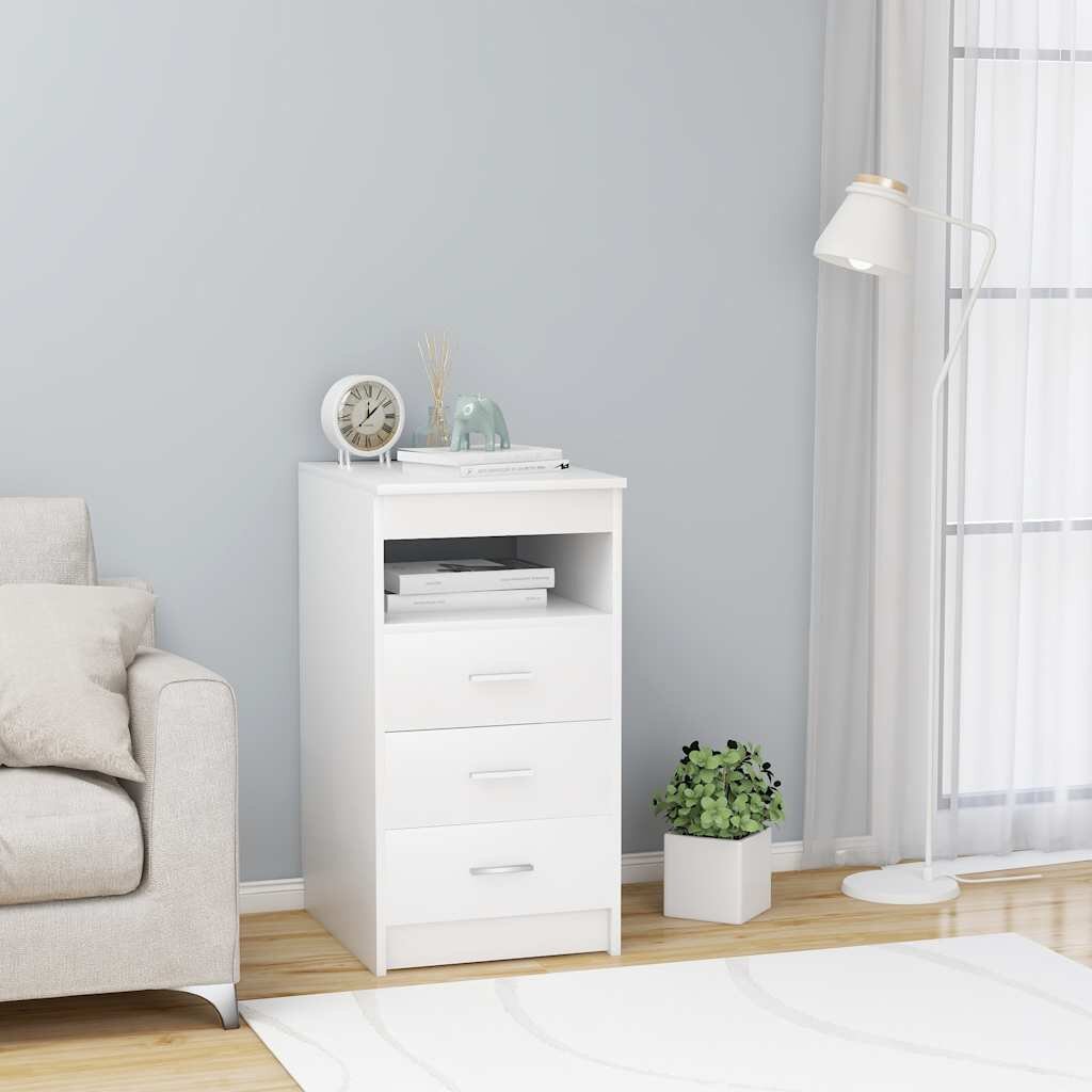 vidaXL Шкаф с чекмеджета бял 40x50x76 см инженерна дървесина