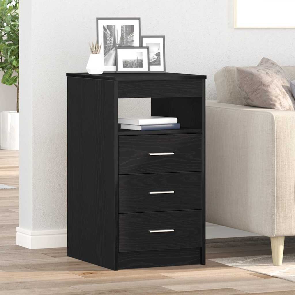 vidaXL Шкаф с чекмеджета черен дъб 40x50x76 см инженерно дърво