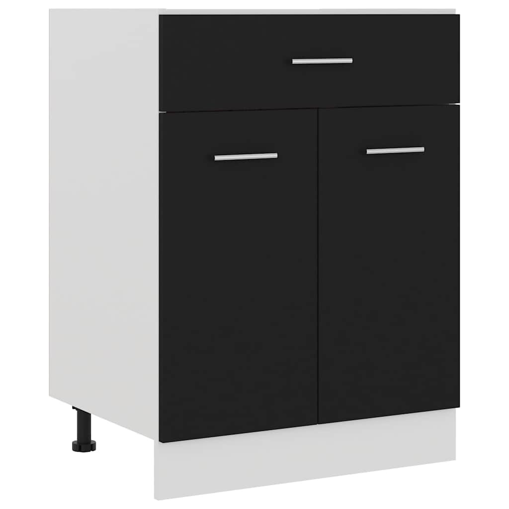 vidaXL Шкаф с чекмеджета "Lyon" черен 60x46x815 см инженерно дърво