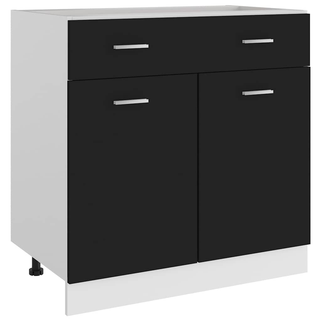 vidaXL Шкаф с чекмеджета "Lyon" черен 80x46x815 см инженерно дърво