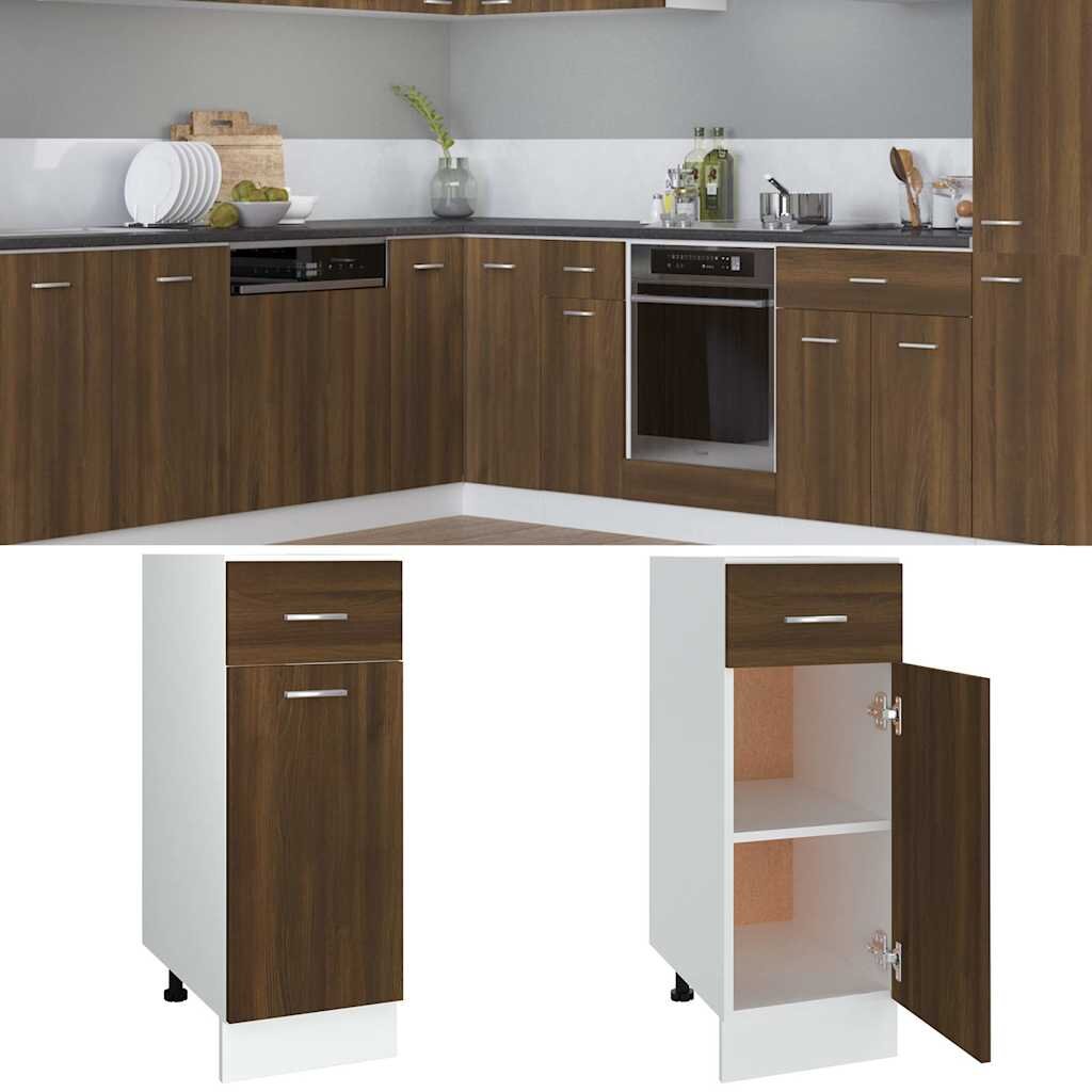 vidaXL Шкаф с чекмеджета "Lyon" кафяв дъб 30x46x815 см инженерно дърво