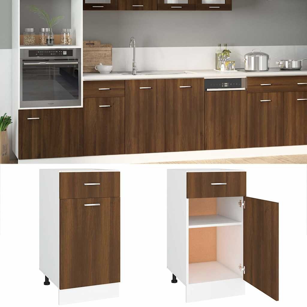 vidaXL Шкаф с чекмеджета "Lyon" кафяв дъб 40x46x815 см инженерно дърво