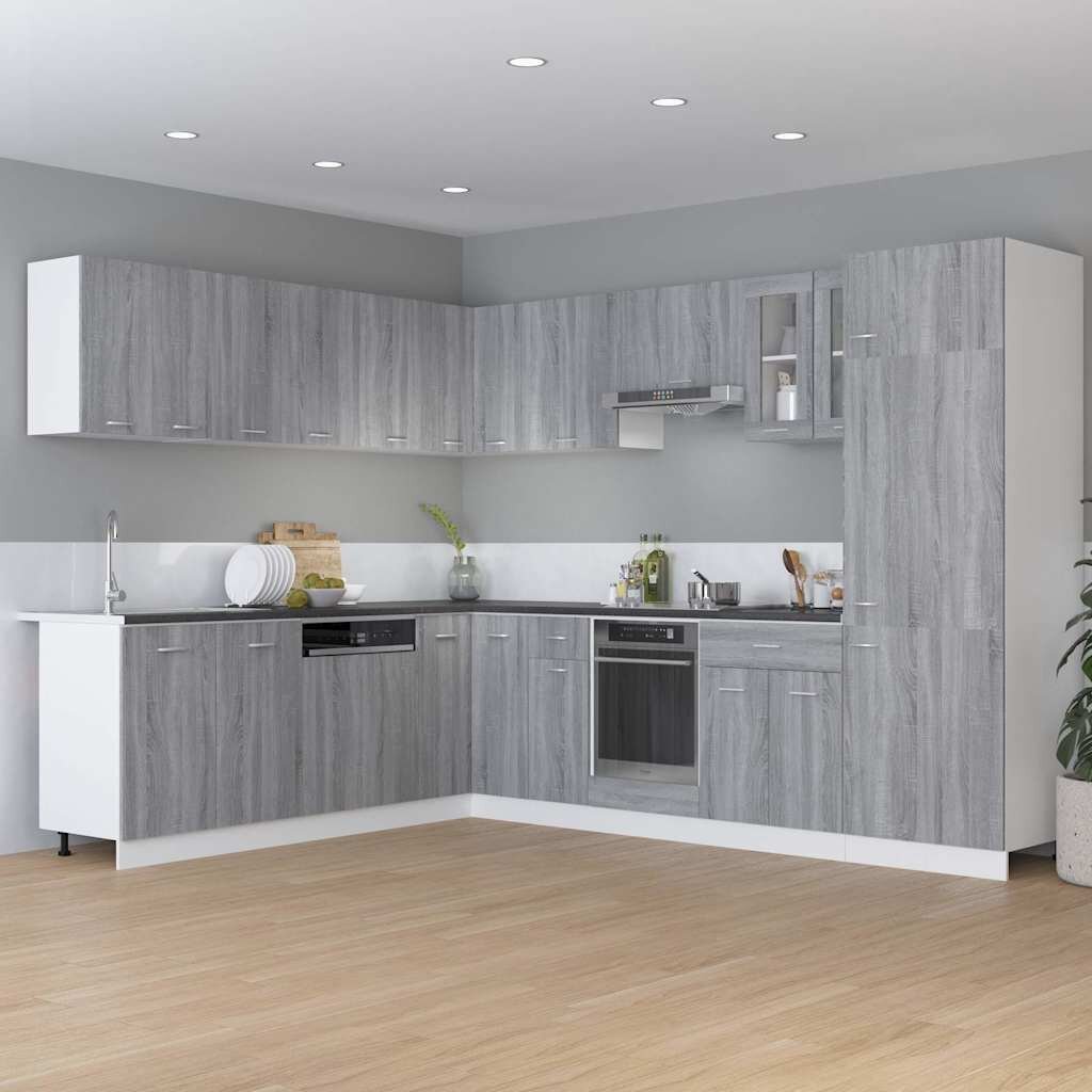 vidaXL Шкаф с чекмеджета "Lyon" сив цвят сонома 60x46x815 см инженерно дърво