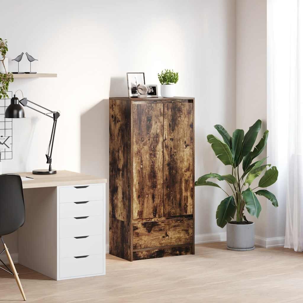 vidaXL Шкаф с чекмеджета опушен дъб 555x34x1195 см инженерно дърво