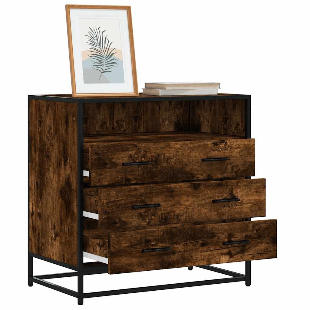 vidaXL Шкаф с чекмеджета опушен дъб 70x41x70 cm Инженерна дървесина
