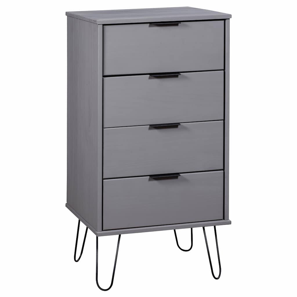 vidaXL Шкаф с чекмеджета сив 45x395x903 см борово дърво масив