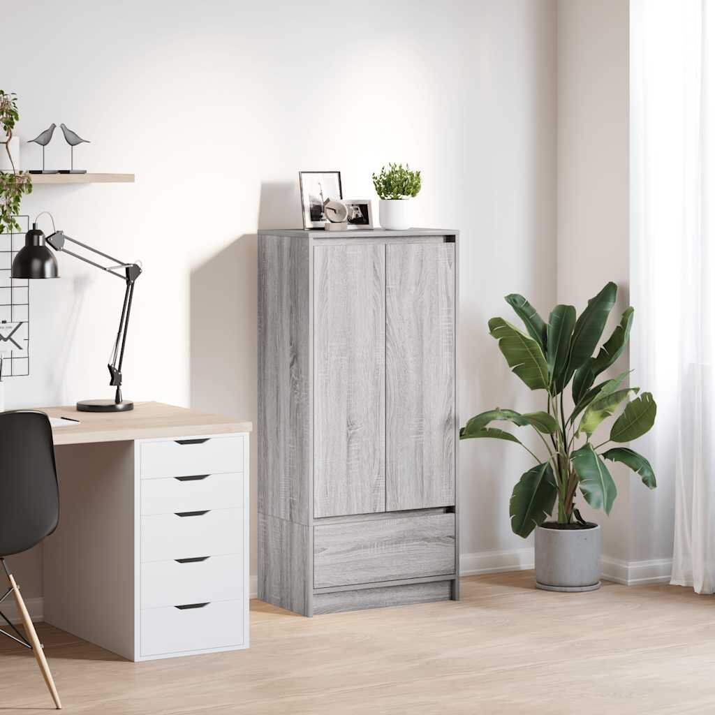vidaXL Шкаф с чекмеджета сив сонома 555x34x1195 см инженерно дърво