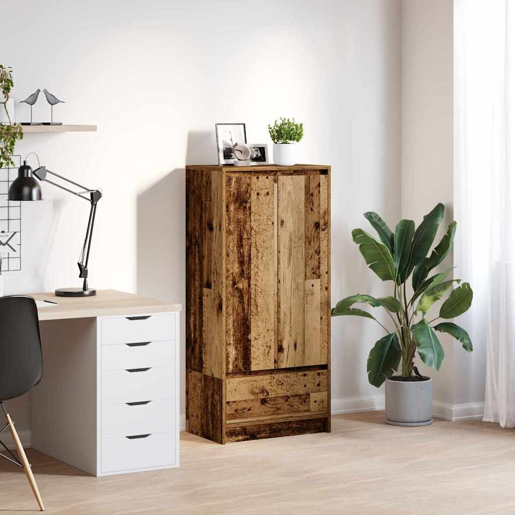 vidaXL Шкаф с чекмеджета старо дърво 555x34x1195 см инженерно дърво