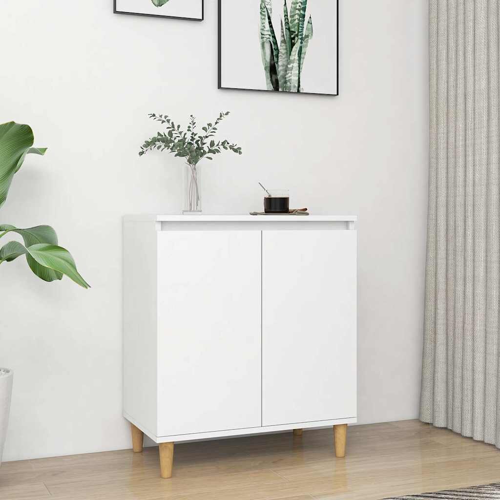 vidaXL Шкаф с дървени крака масив бял 60x35x70 см инженерно дърво