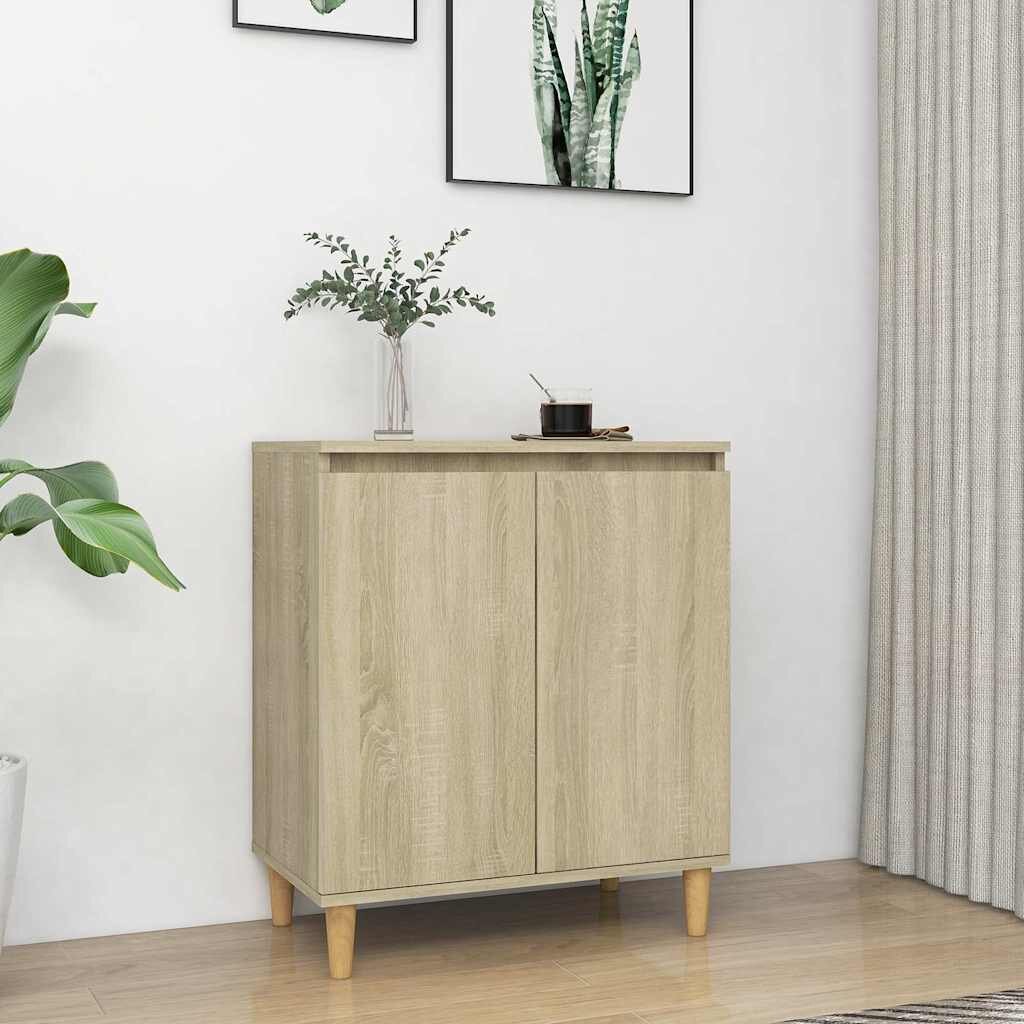 vidaXL Шкаф с дървени крака масив дъб сонома 60x35x70 см