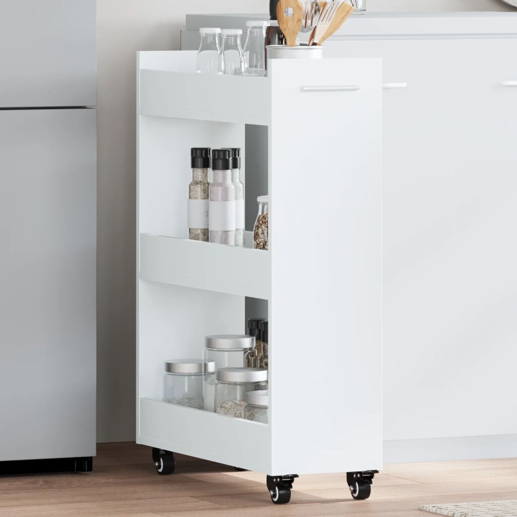 vidaXL Шкаф с колелца бял 60x22x79 см инженерно дърво
