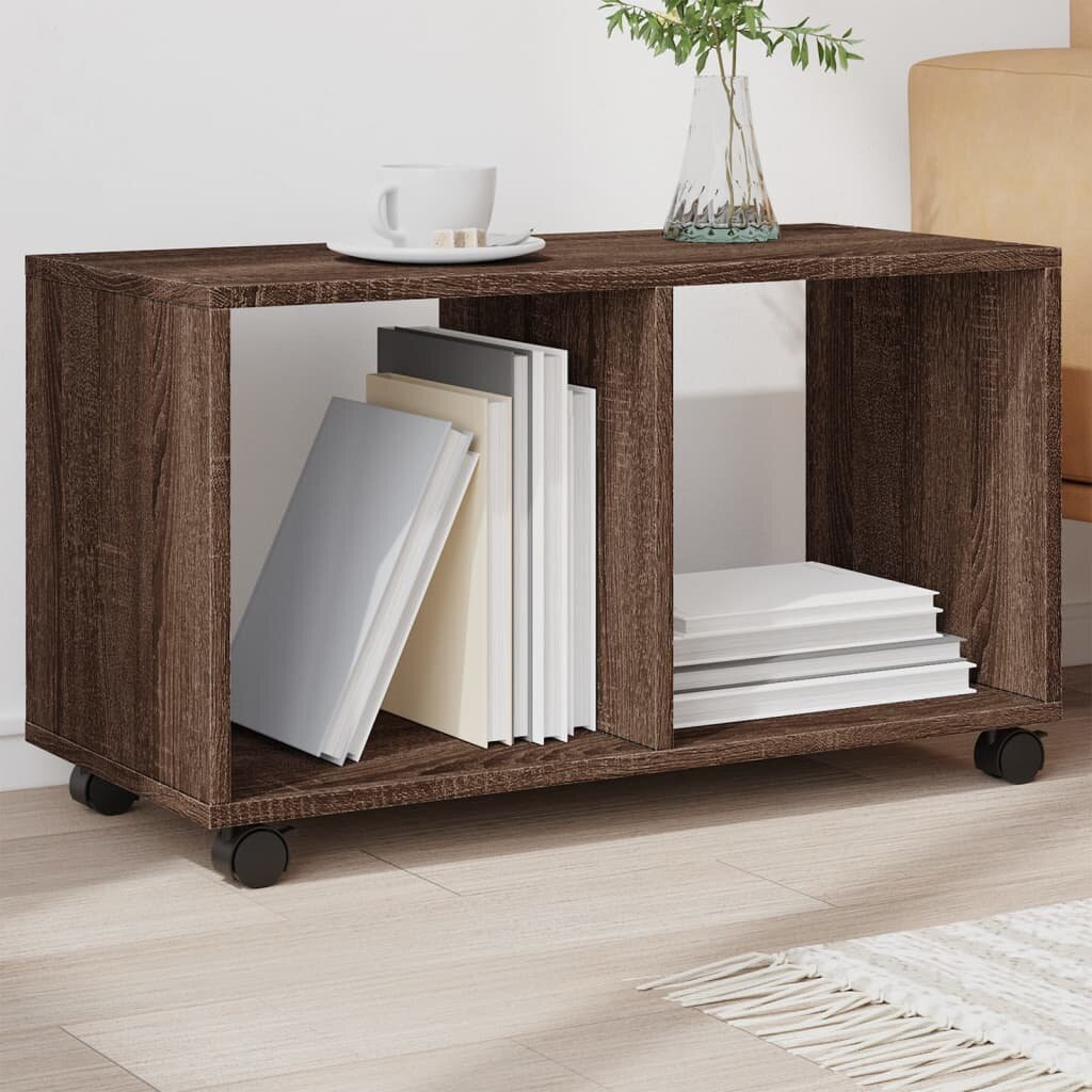 vidaXL Шкаф с колелца кафяв дъб 72x33x425 см инженерно дърво