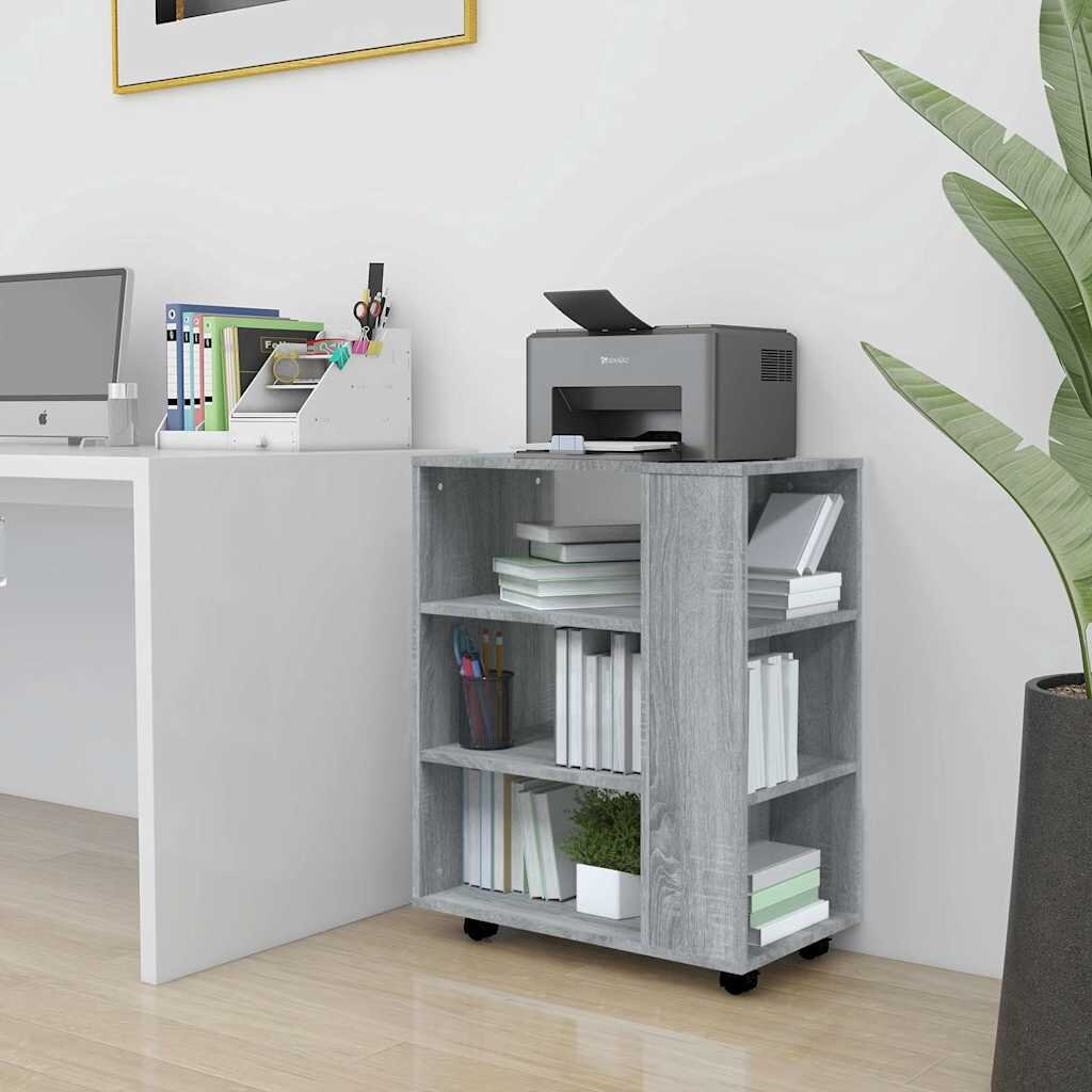 vidaXL Шкаф с колелца сив сонома 60x35x75 см инженерно дърво