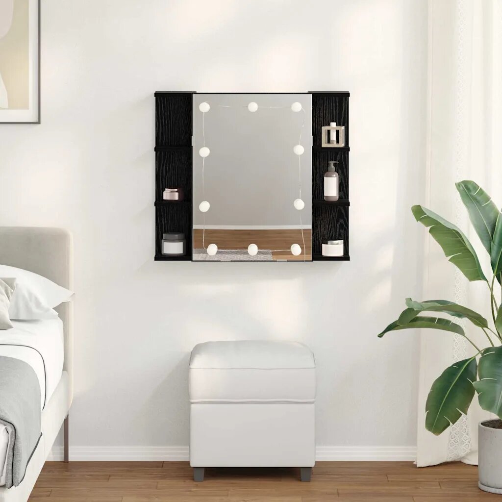 vidaXL Шкаф с огледало Черния дъб 70 x 165 x 60 см