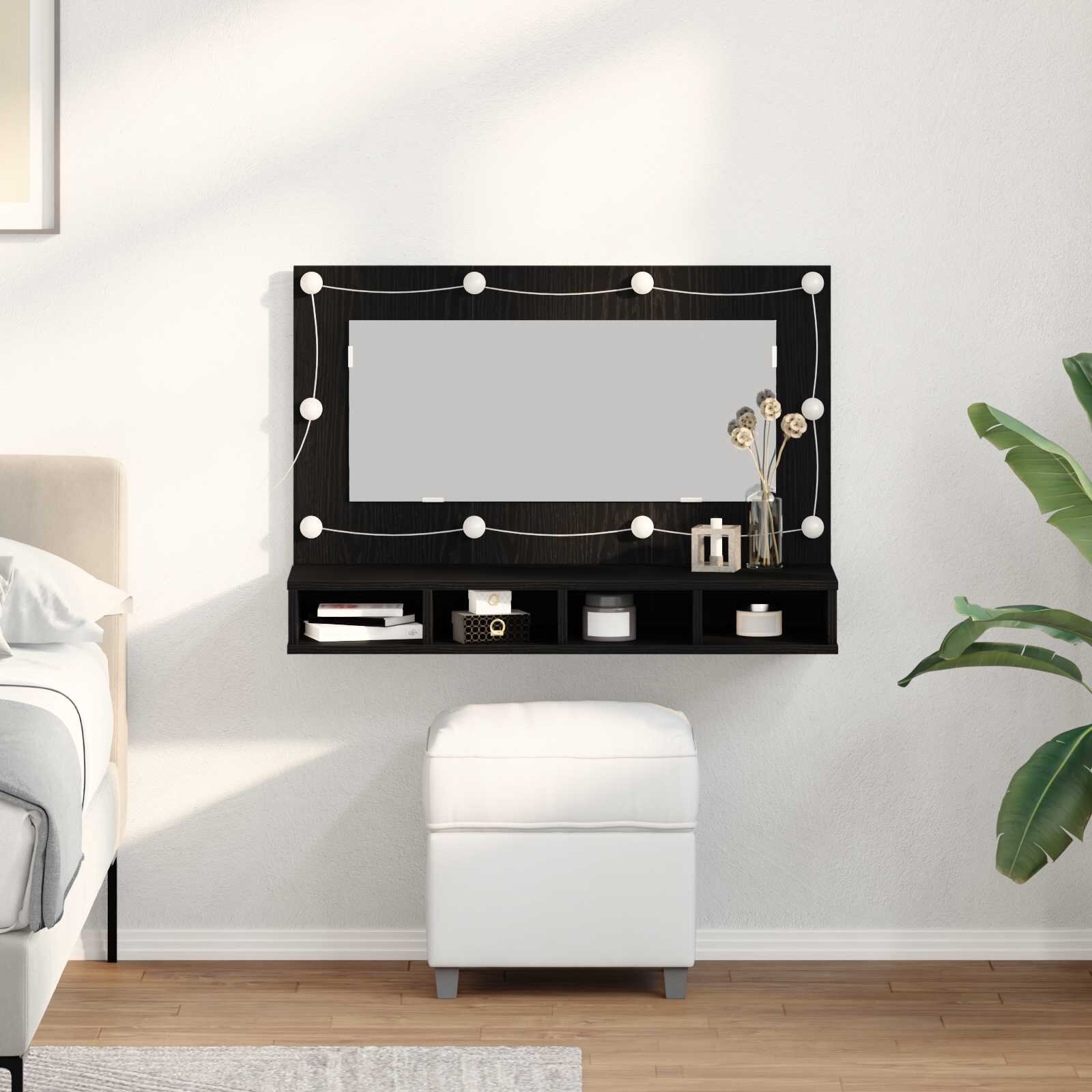 vidaXL Шкаф с огледало Черния дъб 90 x 315 x 62 см
