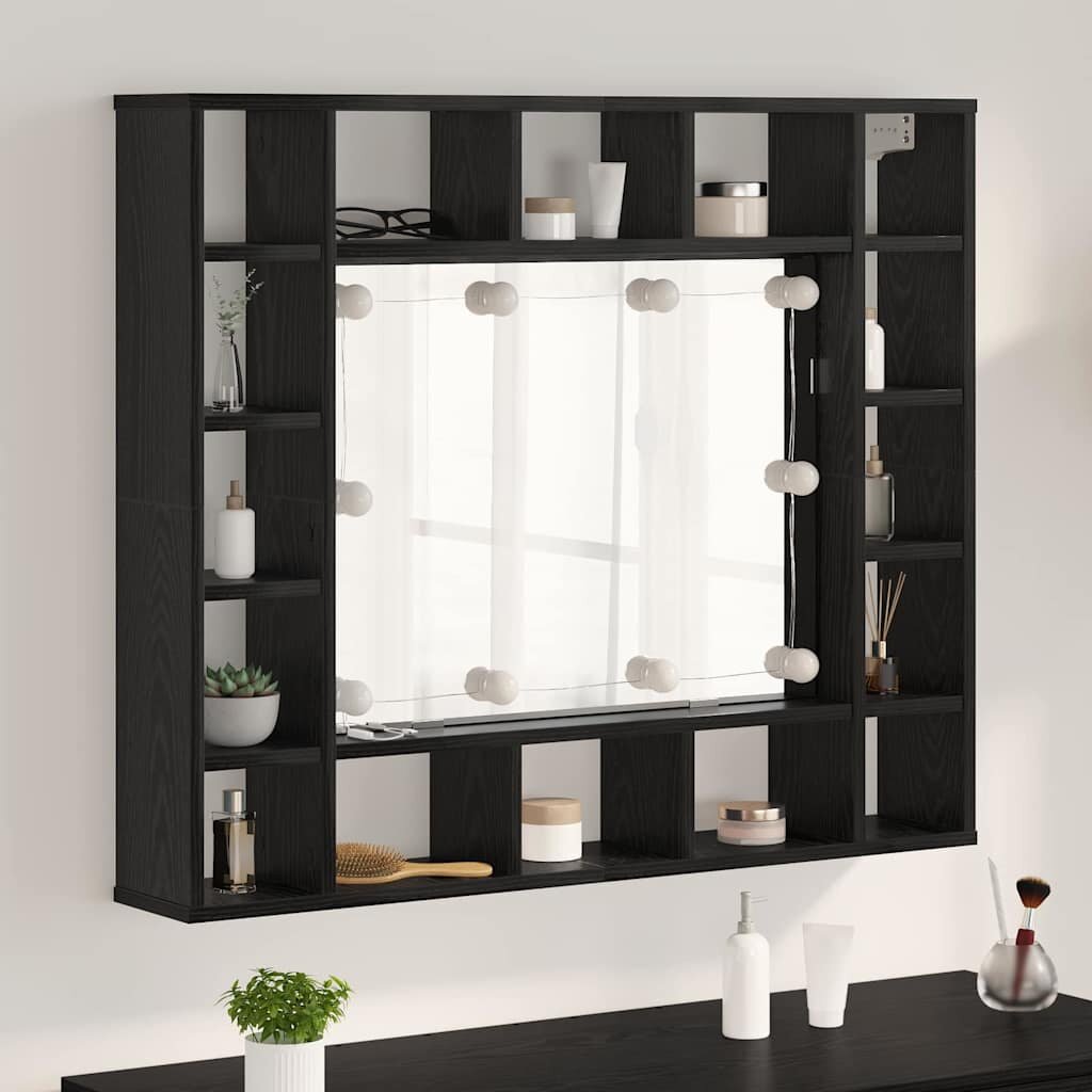 vidaXL Шкаф с огледало Черния дъб 91 x 15 x 765 см