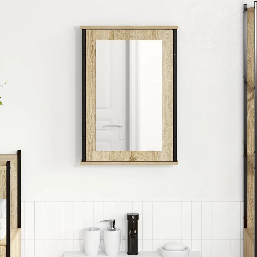 vidaXL Шкаф с огледало Сонома дъб 42 x 12 x 60 см Инженерна дървесина