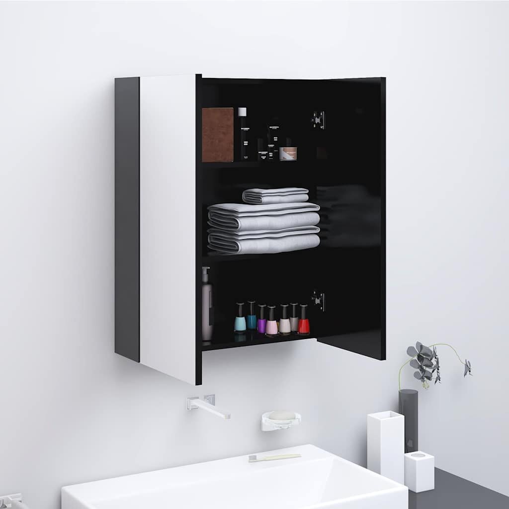 vidaXL Шкаф с огледало за баня 60x15x75 см МДФ антрацит