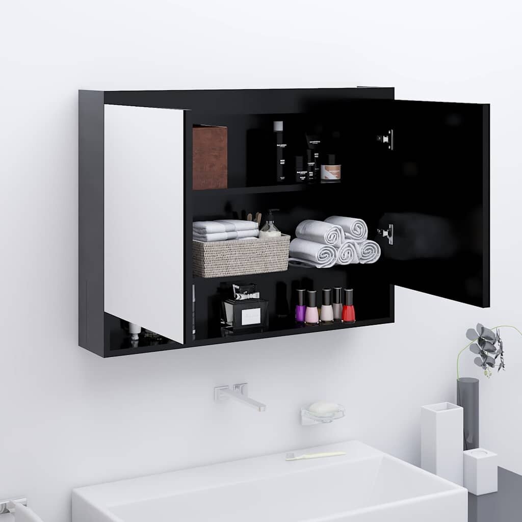 vidaXL Шкаф с огледало за баня 80x15x60 см МДФ антрацит