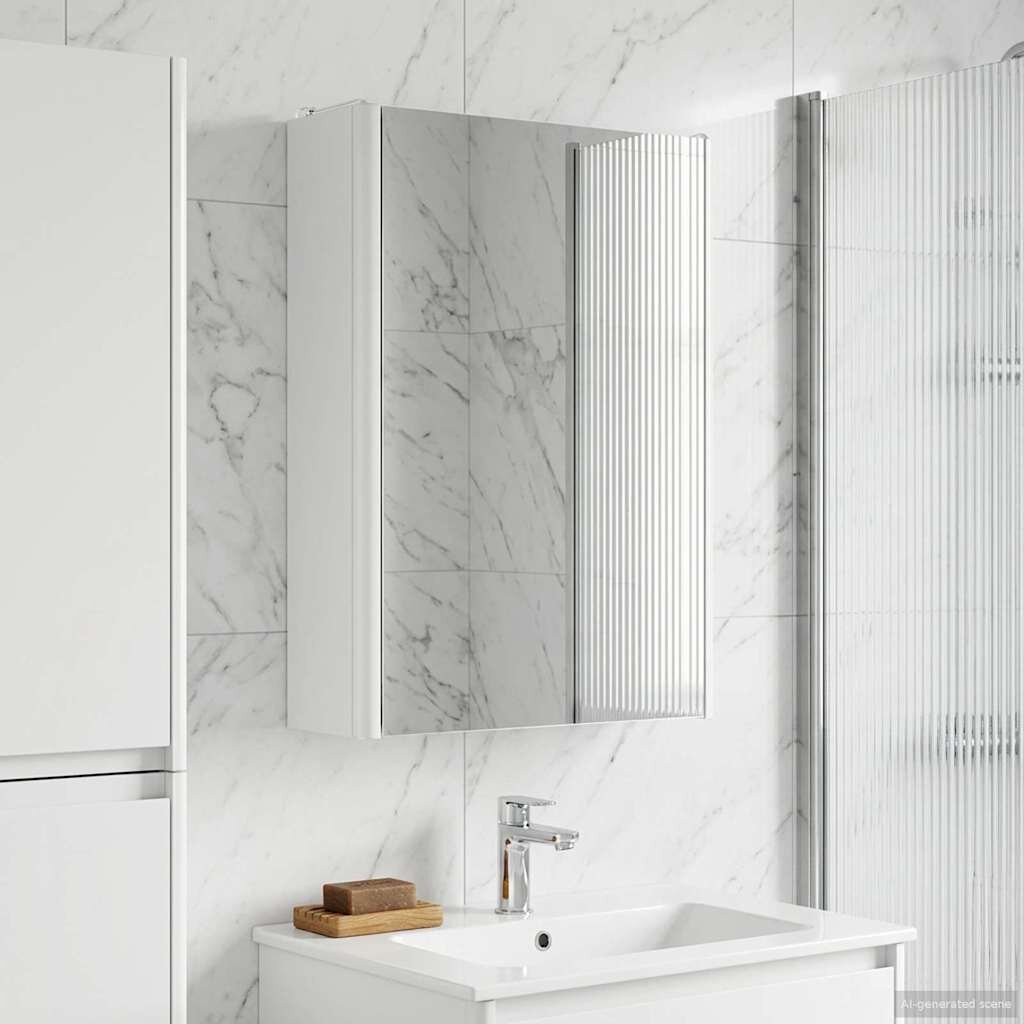 vidaXL Шкаф с огледало за баня Бяло 33 x 115 x 50 см