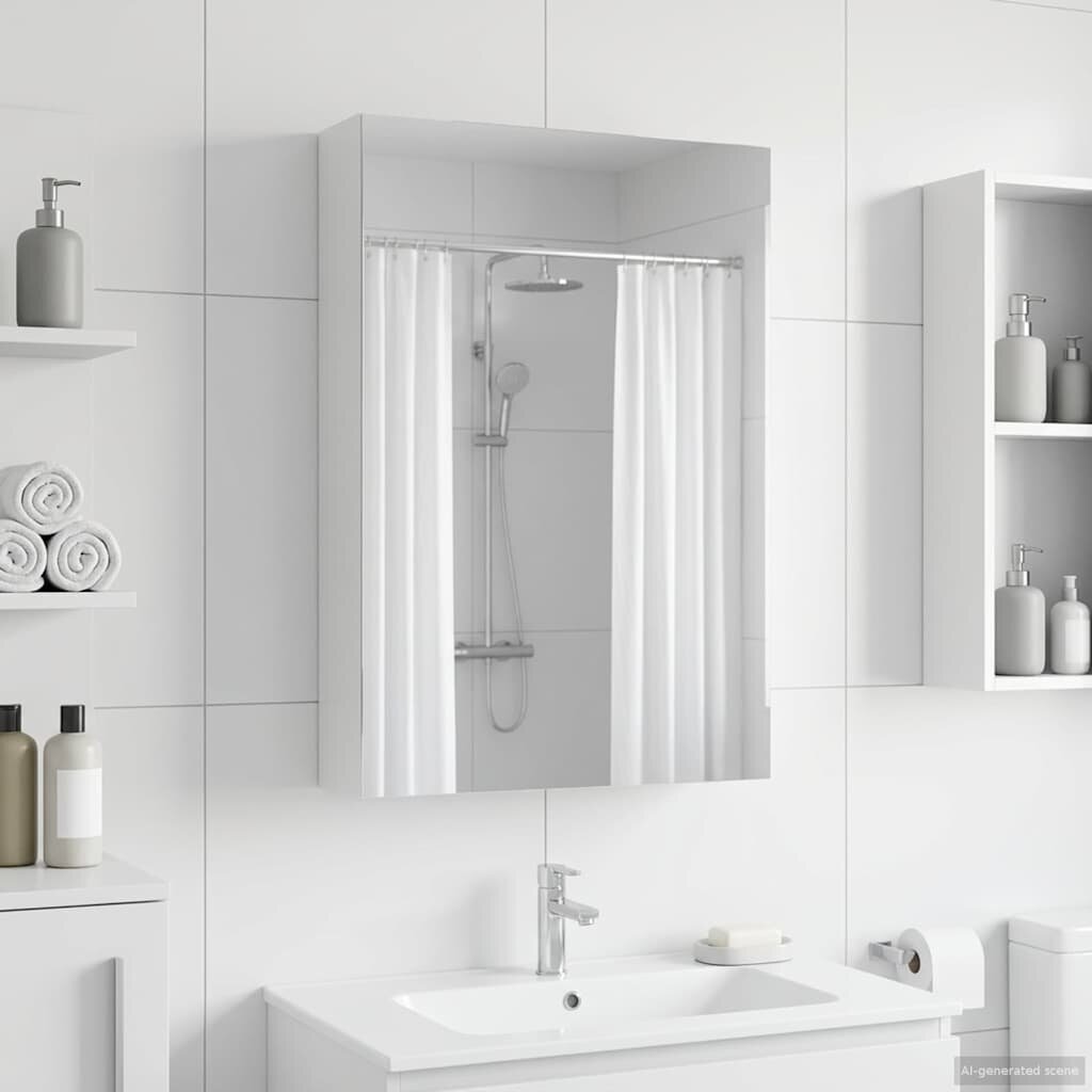 vidaXL Шкаф с огледало за баня Бяло 40 x 105 x 605 см