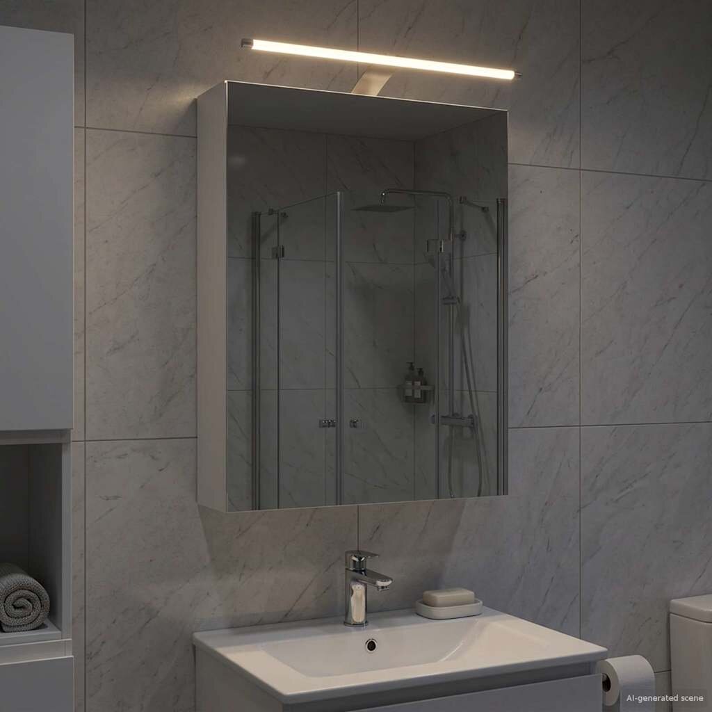 vidaXL Шкаф с огледало за баня Бяло 50 x 145 x 70 см