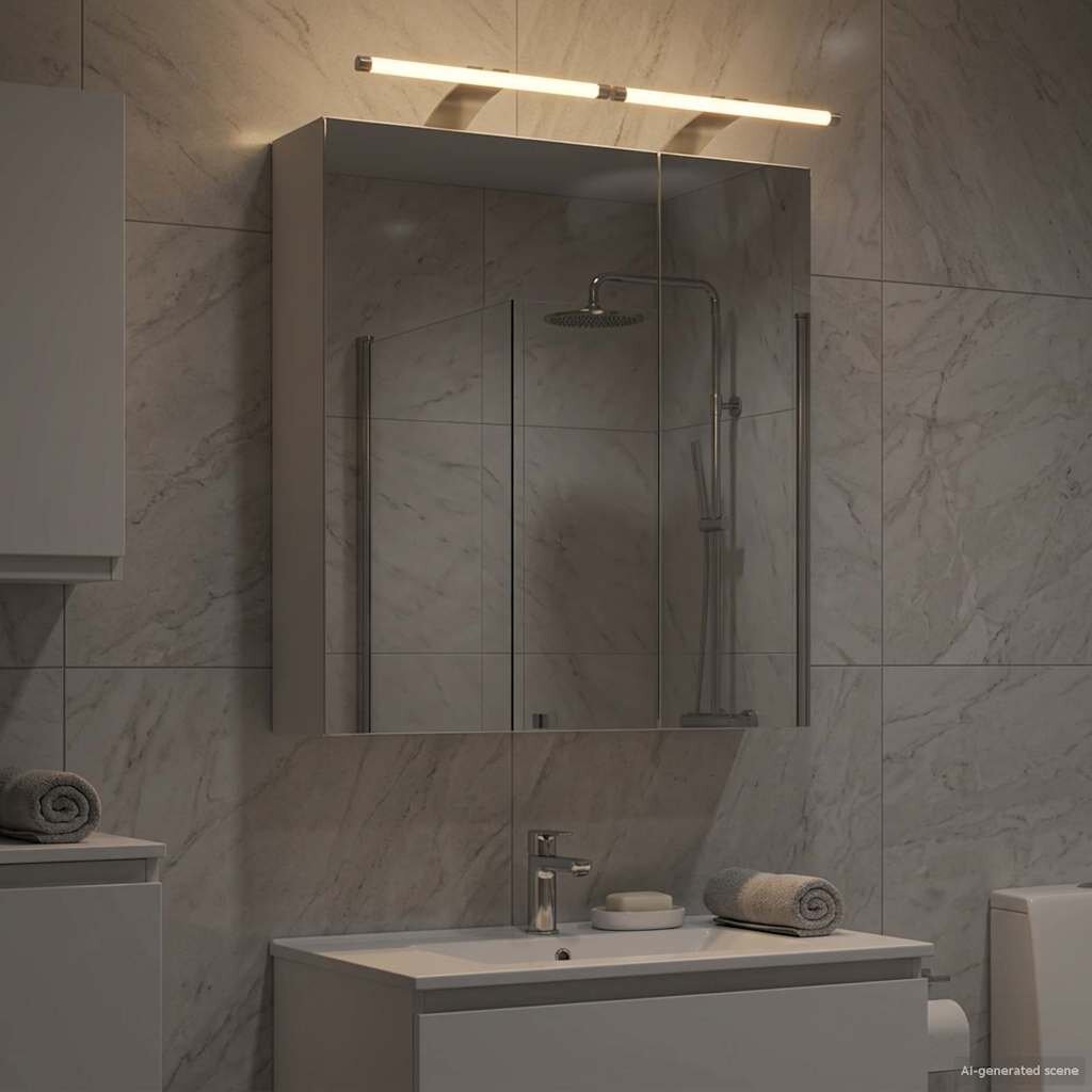 vidaXL Шкаф с огледало за баня Бяло 60 x 145 x 70 см