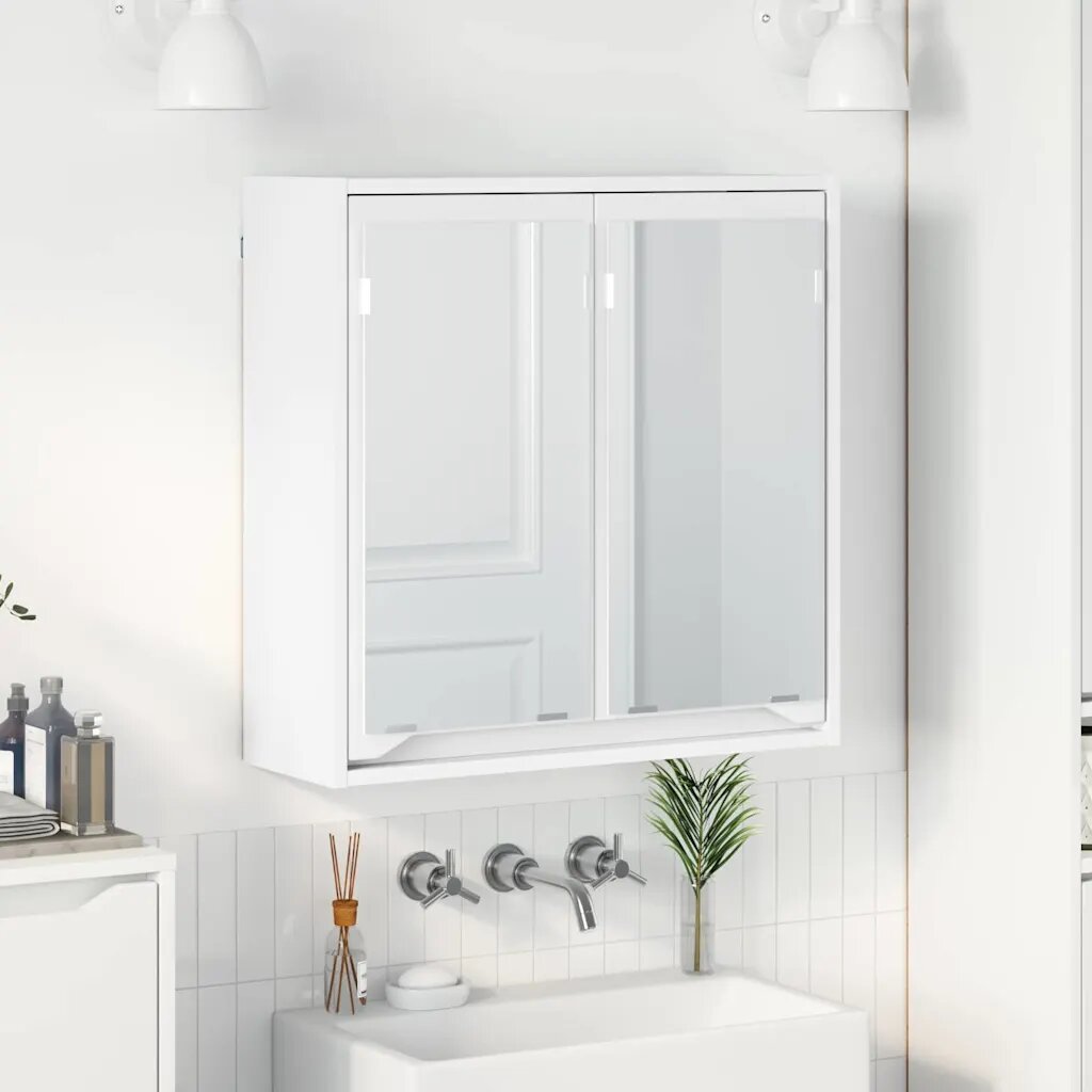 vidaXL Шкаф с огледало за баня Бяло 60 x 20 x 60 cm