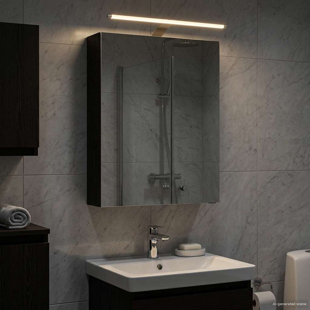 vidaXL Шкаф с огледало за баня Черния дъб 50 x 145 x 70 см