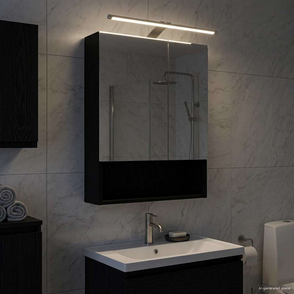 vidaXL Шкаф с огледало за баня Черния дъб 50 x 145 x 70 см