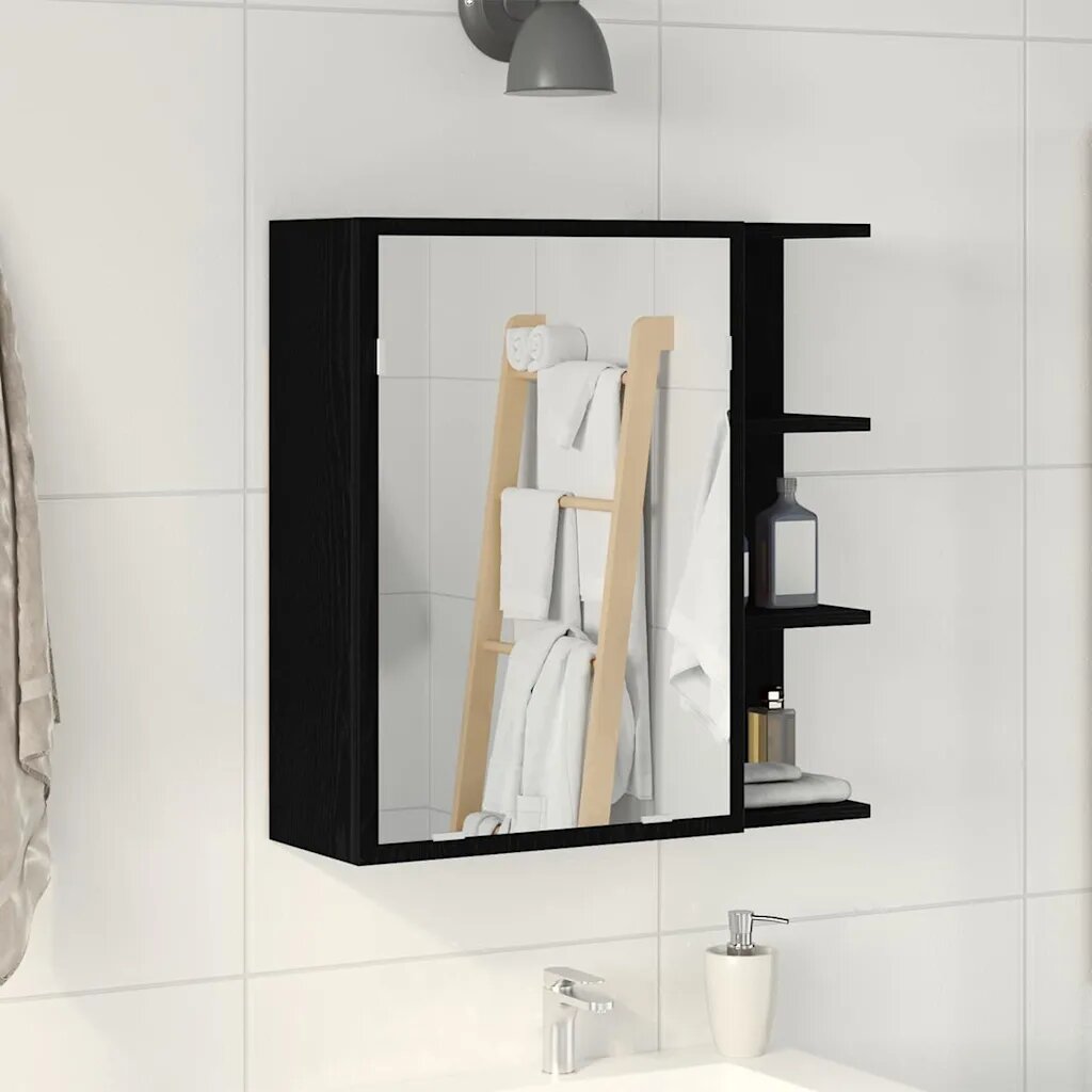 vidaXL Шкаф с огледало за баня Черния дъб 625 x 205 x 64 см