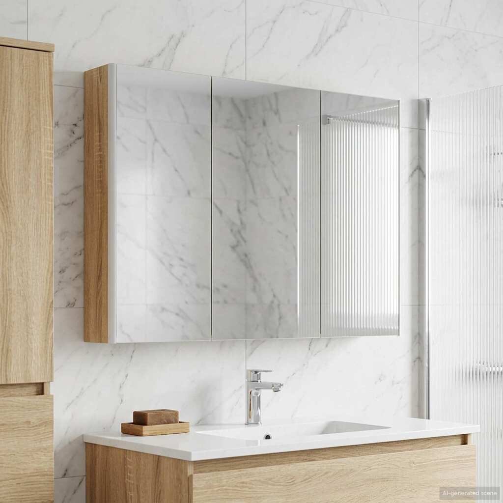 vidaXL Шкаф с огледало за баня Сонома дъб 1035 x 155 x 70 см