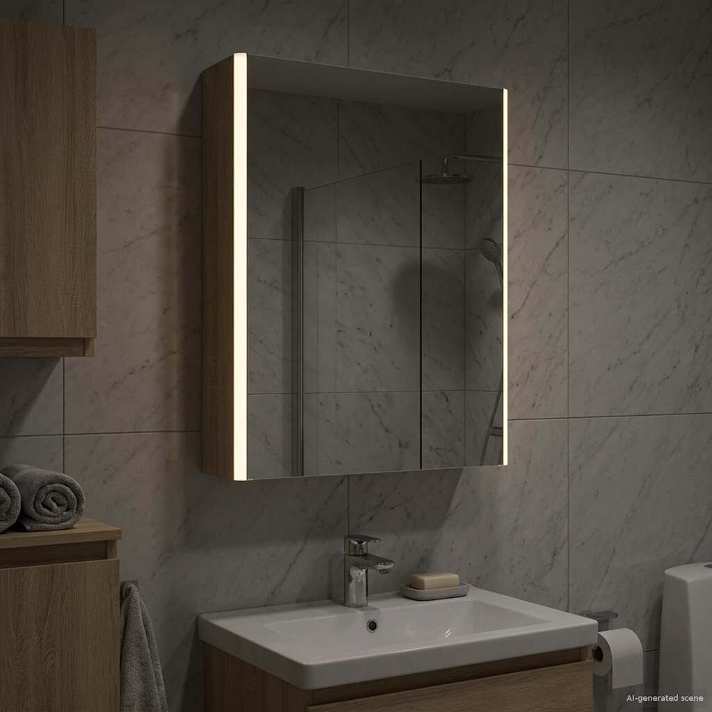 vidaXL Шкаф с огледало за баня Сонома дъб 535 x 155 x 70 см
