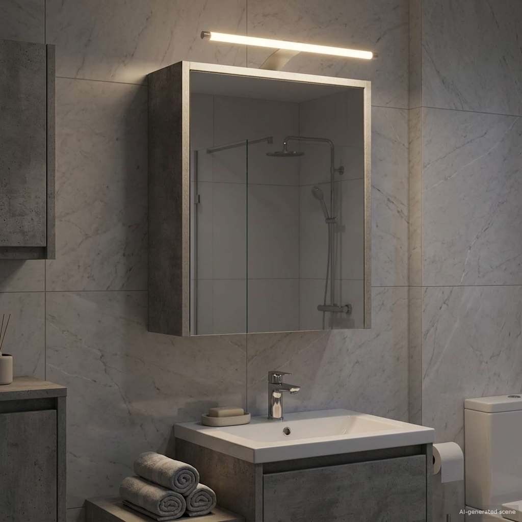 vidaXL Шкаф с огледало за баня Циментено сиво 43 x 16 x 62.5 см