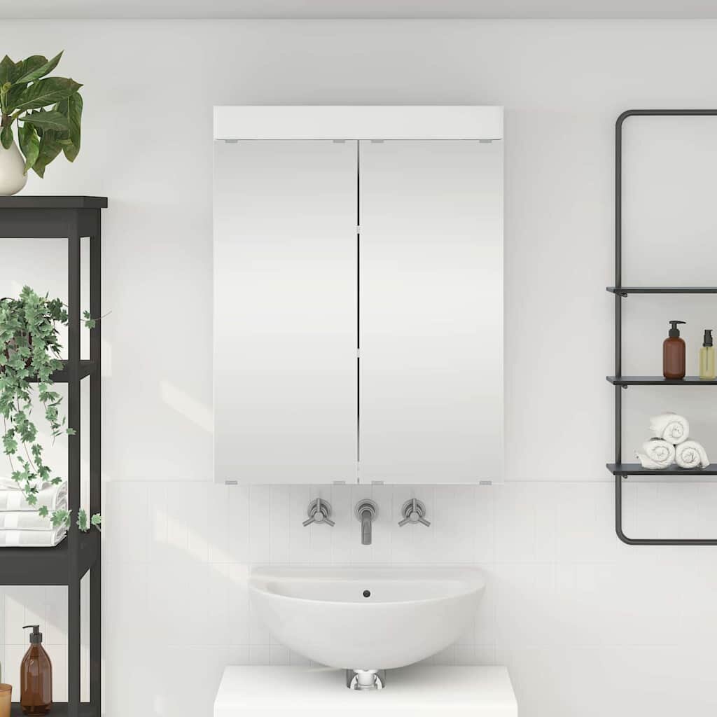 vidaXL Шкаф с огледало за баня TULUM Бяло 60 x 165 x 78 см