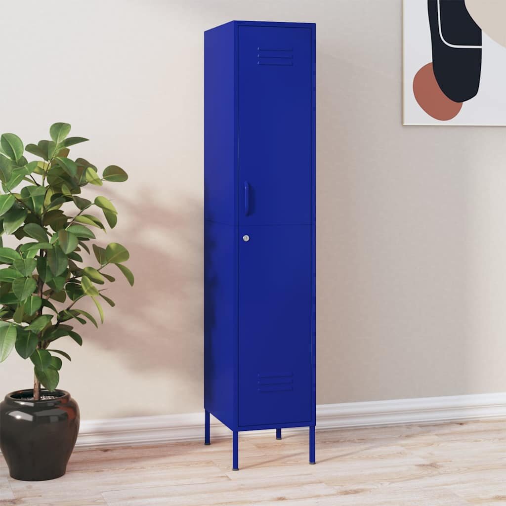 vidaXL Шкаф с отделения нейви синьо 35x46x180 см стомана