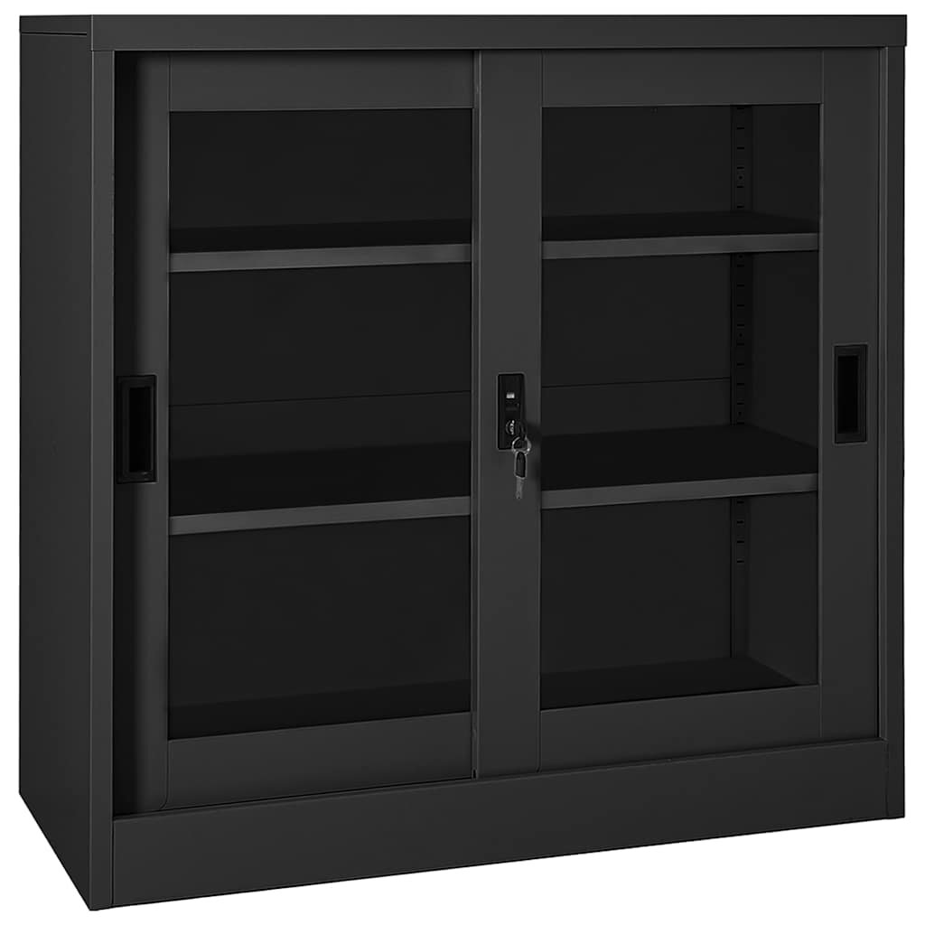vidaXL Шкаф с плъзгаща врата антрацит 90x40x90 см стомана