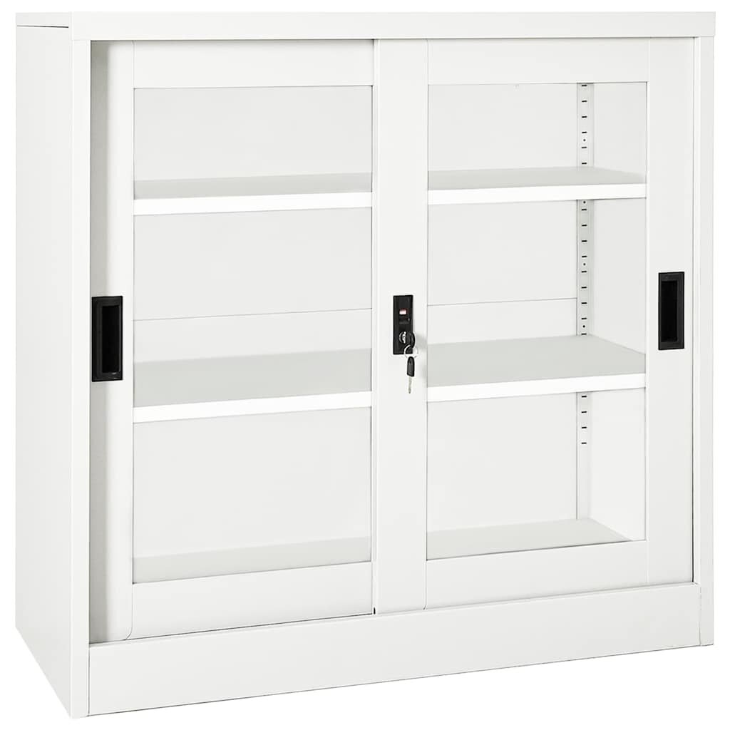 vidaXL Шкаф с плъзгаща врата бял 90x40x90 см стомана