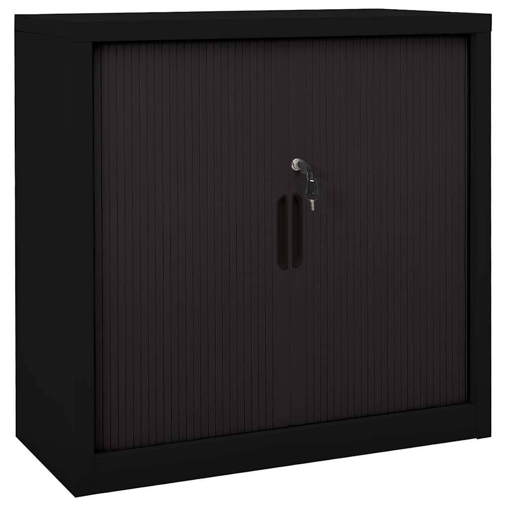vidaXL Шкаф с плъзгаща врата черен 90x40x90 см стомана