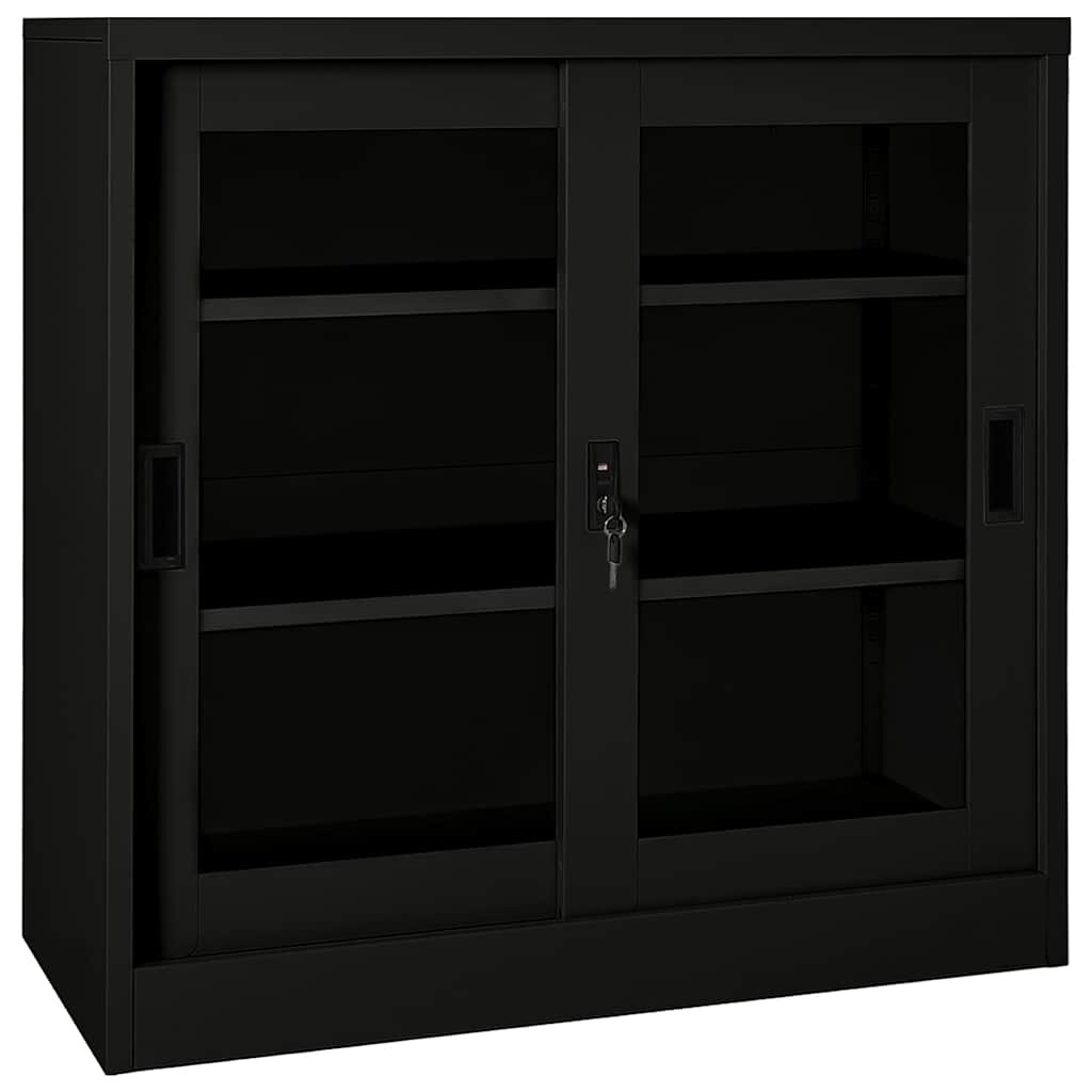 vidaXL Шкаф с плъзгаща врата черен 90x40x90 см стомана