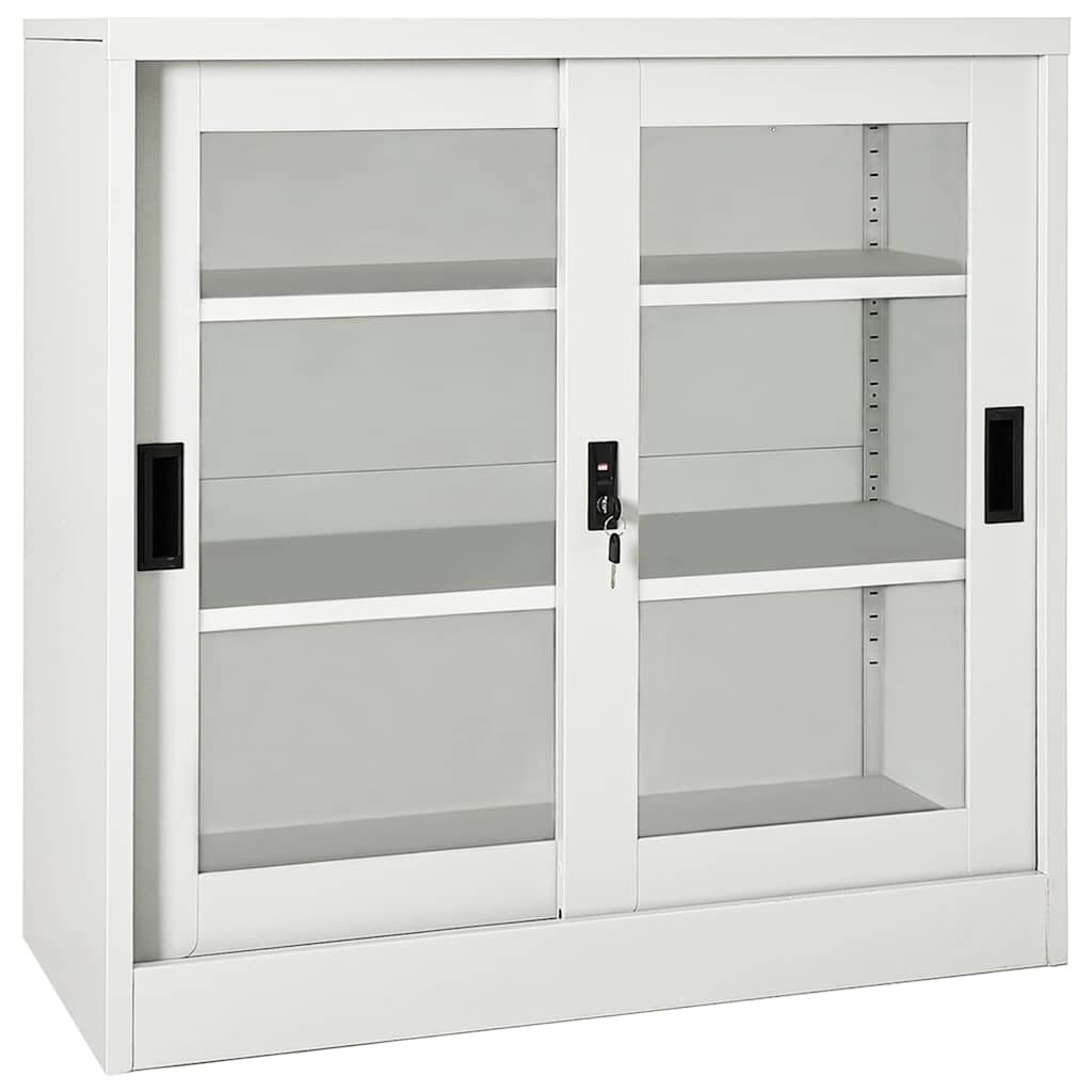 vidaXL Шкаф с плъзгаща врата светлосив 90x40x90 см стомана