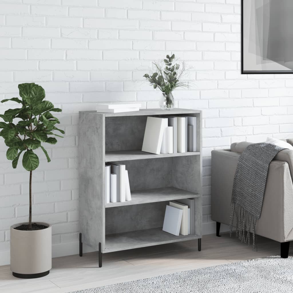 vidaXL Шкаф с рафтове бетонно сив 695x325x90 см инженерно дърво