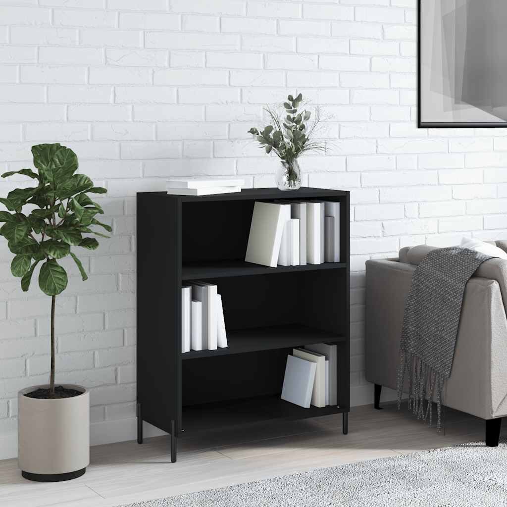 vidaXL Шкаф с рафтове черен 695x325x90 см инженерно дърво