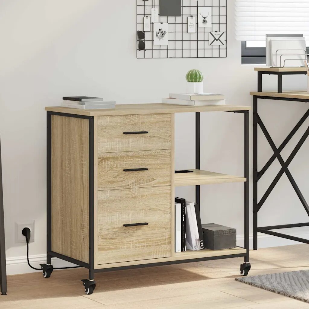 vidaXL Шкаф с зарядна станция 76 x 41 x 72 см Инженерна дървесина