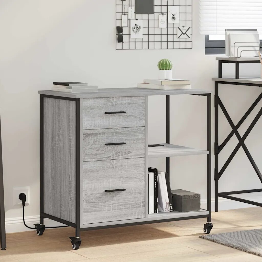 vidaXL Шкаф с зарядна станция 76 x 41 x 72 см Инженерна дървесина